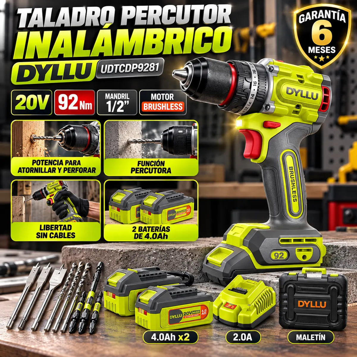 Taladro Inalámbrico con Percutor 1/2"